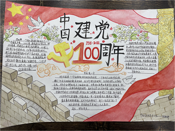庆党100周年的手抄报字图片